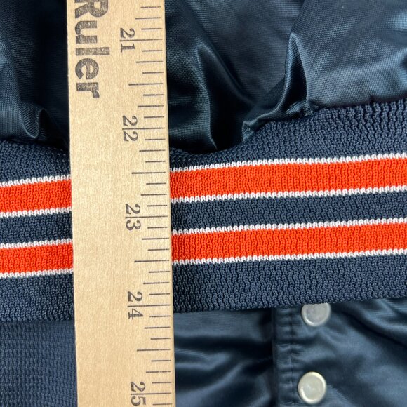VTG 90 Chalk Line Chicago Bears Satin Jacket Extra Large Blue Snap Button Bomber - Picture 13 of 15